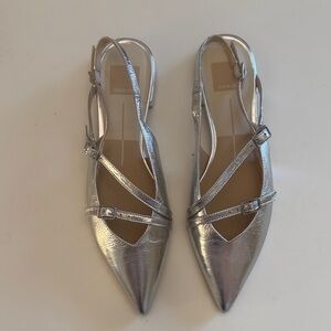 Dolce Vita Metallic Silver Slingback Flats
